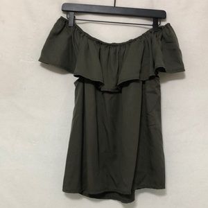 Olive off the shoulder blouse